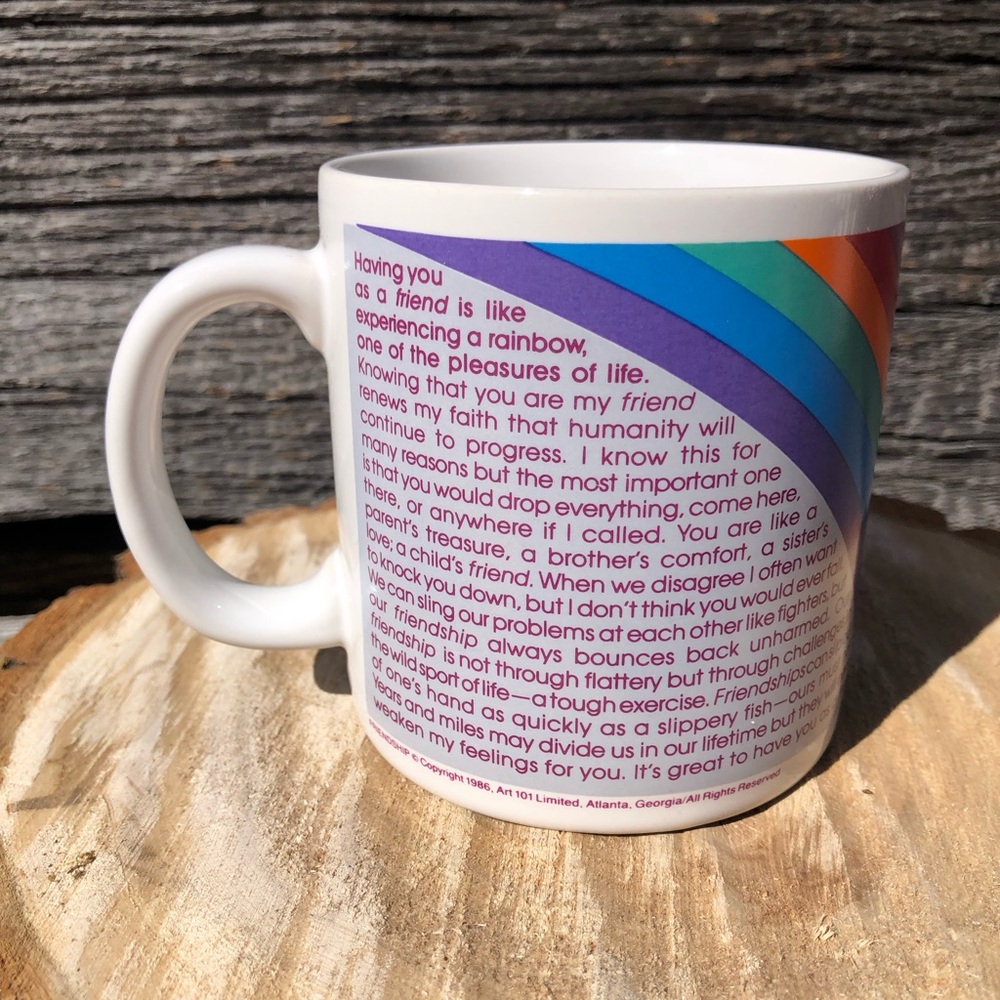 🌼Friendship Rainbow Mug 1986 coffee cup 80s Friend Gift 💝 inspirational present